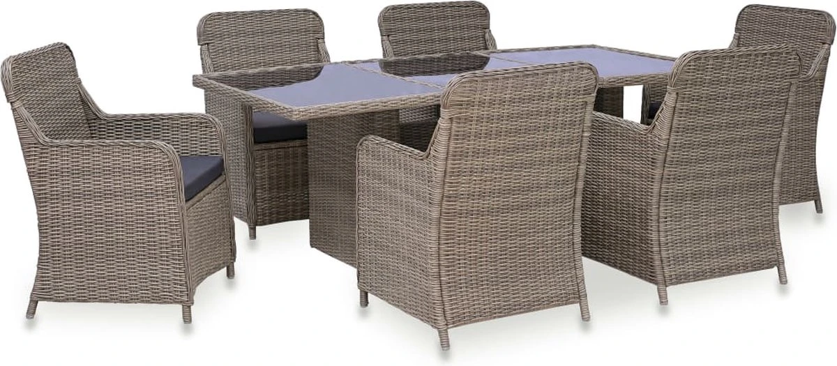 VidaXL 7-delige Tuinset Poly Rattan Zwart 13 VidaXL 7-delige Tuinset Poly Rattan Zwart - Afbeelding 11