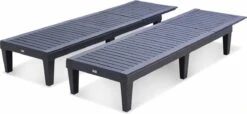 Set Van 2 Ligstoelen, PIA, Ligstoel Met Verschillende Standen, Van Kunststof, Zwart -Tuin Verkoop 1200x552 1