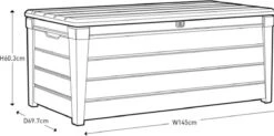 Keter Brightwood Opbergbox - 455L - 145x69,7x60,3 Cm - Grafiet -Tuin Verkoop 1200x598