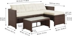 Teamson Home 3-Delig Hoek Loungeset - Tuinmeubelen - Tuinbank - Omvat Tafel En Kussens - Rotan - Bruin/Wit -Tuin Verkoop 1200x603 2