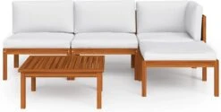 Decoways - 5-delige Loungeset Met Kussens Massief Acaciahout Crèmekleurig -Tuin Verkoop 1200x607 4