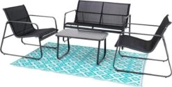Tuin Meubelen Loungeset - 4 Persoons - Tuinset - Comfort - Zwart - Tafel Glazen Blad - Stoelen - Sofa - Bank - 4-delig -Tuin Verkoop 1200x608 3