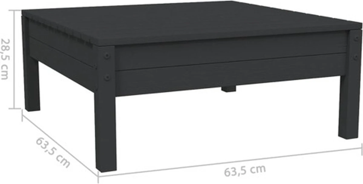 VidaXL 3-delige Loungeset Met Kussens Massief Grenenhout Zwart 11 VidaXL 3-delige Loungeset Met Kussens Massief Grenenhout Zwart - Afbeelding 9