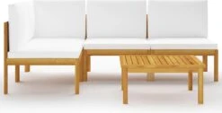 Decoways - 5-delige Loungeset Met Kussens Massief Acaciahout Crèmekleurig -Tuin Verkoop 1200x614