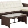 Teamson Home 3-Delig Hoek Loungeset - Tuinmeubelen - Tuinbank - Omvat Tafel En Kussens - Rotan - Bruin/Wit -Tuin Verkoop 1200x627 1