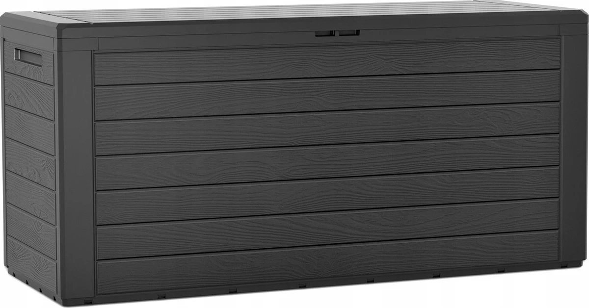 Merkloos 1x Stuks Antraciet Tuin Kussen Opbergbox Hout Patroon 280 Liter Van Kunststof - Tuinopbergers Antraciet 3 Merkloos 1x Stuks Antraciet Tuin Kussen Opbergbox Hout Patroon 280 Liter Van Kunststof - Tuinopbergers Antraciet