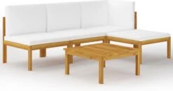 Decoways - 5-delige Loungeset Met Kussens Massief Acaciahout Crèmekleurig -Tuin Verkoop 1200x633