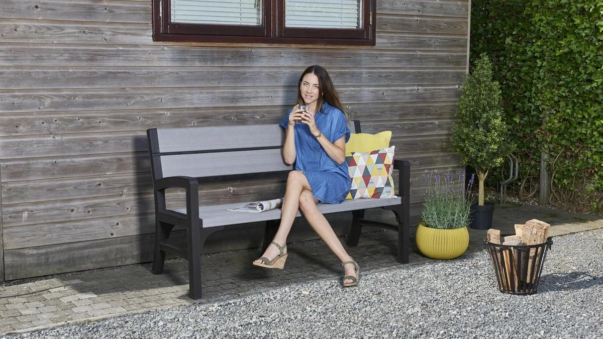 Keter Montero Tuinbank - 3-personen - 150x62,5x89cm – Grafiet 9 Keter Montero Tuinbank - 3-personen - 150x62,5x89cm – Grafiet - Afbeelding 7