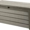 Keter Brushwood Opbergbox - Kussenbox - 455L - 145x69,7x60,3cm - Taupe -Tuin Verkoop 1200x684 1