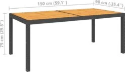 VidaXL Tuintafel 150x90x75 Cm Poly Rattan En Acaciahout Zwart -Tuin Verkoop 1200x688