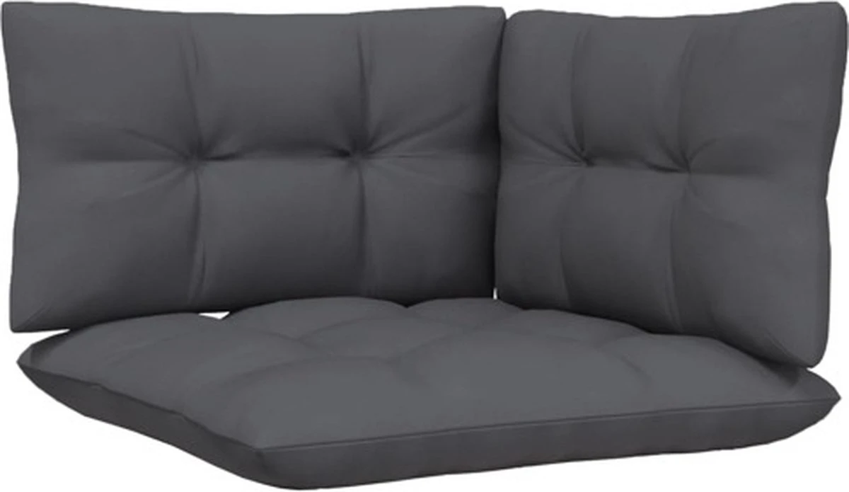 VidaXL 3-delige Loungeset Met Kussens Massief Grenenhout Zwart 4 VidaXL 3-delige Loungeset Met Kussens Massief Grenenhout Zwart - Afbeelding 2