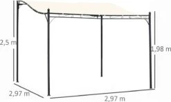 Outsunny Pergola Partytent Paviljoen Overkapping Tent Metaal Crème 297x297 Cm 84C-038 -Tuin Verkoop 1200x717