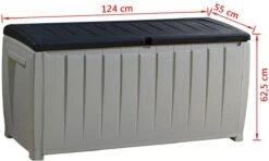 Keter Novel Opbergbox - 340L - 124x55x62.5cm - Grijs -Tuin Verkoop 1200x718 1