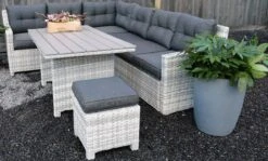 Merkloos Rivièra | Loungeset Hoekset Dining Set Tuinset | Wicker | Hoekbank, Hoge Tuintafel, 2 Hockers | 6 Zitplaatsen -Tuin Verkoop 1200x725 1