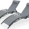 Alice's Garden Louisa Ligstoelen - Aluminium/Textileen - 1,67 M - Antraciet/Grijs -Tuin Verkoop 1200x742