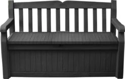 Keter Eden Garden Bench Opbergbank - 265L - 140x60x84cm - Zwart/Grijs -Tuin Verkoop 1200x763