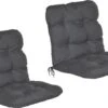 Beautissu Flair NL – Set Van 2 Tuinkussen Lage Rug Antraciet – 100x50 Cm – Zitkussen Matraskussen Voor Tuin Meubelen