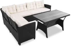 Casaria Polyrattan Tuinset - 15 Delig Voor 6 Personen – Crème Zwart -Tuin Verkoop 1200x779 3
