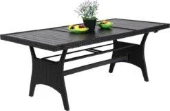 Casaria Polyrattan Tuintafel - WPC Tafelblad 190x90x74 Cm – Zwart -Tuin Verkoop 1200x783 5
