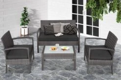 Casaria Polyrattan Loungeset – 2 Stoelen 1 Bank 1 Tafel - Antraciet -Tuin Verkoop 1200x798 5