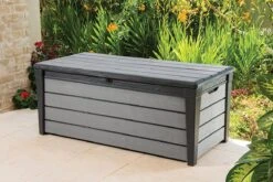 Keter Brushwood Opbergbox - Kussenbox - 455L - 145x69,7x60,3cm - Grafiet -Tuin Verkoop 1200x800 161