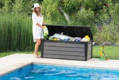 Keter Brushwood Opbergbox - Kussenbox - 455L - 145x69,7x60,3cm - Grafiet -Tuin Verkoop 1200x800 162