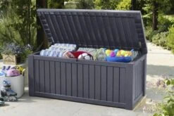 Keter Rockwood Opbergbox - 570L - 155x72,4x64,4cm - Grafiet -Tuin Verkoop 1200x800 167