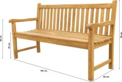 Teak Houten Tuinbank Bison - 150 Cm. -Tuin Verkoop 1200x812