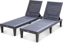 Set Van 2 Ligstoelen, PIA, Ligstoel Met Verschillende Standen, Van Kunststof, Zwart -Tuin Verkoop 1200x820 5