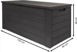 Merkloos Woody Tuin Opbergbox - 324 Liter 45x120x60 Cm - Tuinkussenbox - Antraciet/bruin -Tuin Verkoop 1200x823 2