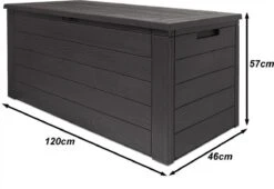 Merkloos Woody Tuin Opbergbox - 324 Liter 45x120x60 Cm - Tuinkussenbox - Antraciet/bruin -Tuin Verkoop 1200x826 1