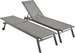 ELSA - Set Van 2 Ligstoelen Van Aluminium En Textileen, Ligbed Multipositioneel Met Wieltjes, Kleur Antraciet/donkergrijs -Tuin Verkoop 1200x854 6