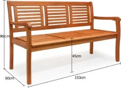 Casaria Tuinbank - FSC®-Gecertificeerd Eucalyptushout - 153cm Bruin -Tuin Verkoop 1200x872