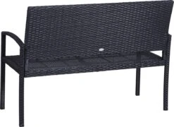 Outsunny Polyrotan Tuinbank 2-zits Parkbank Bank Staal Zwart 867-022 -Tuin Verkoop 1200x874