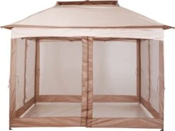 Outsunny Paviljoen Met Zijwanden Partytent Tuintent Popup 3,25 X 3,25 M Khaki 840-166 -Tuin Verkoop 1200x893 1