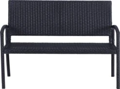 Outsunny Polyrotan Tuinbank 2-zits Parkbank Bank Staal Zwart 867-022 -Tuin Verkoop 1200x898 1