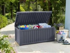 Keter Rockwood Opbergbox - 570L - 155x72.4x64.4cm - Grafiet -Tuin Verkoop 1200x900 20