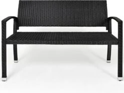 Casaria Polyrattan Tuinbank – 2 Zits UV-bestendig - Zwart -Tuin Verkoop 1200x901 5