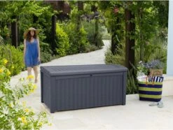 Keter - Borneo Opbergbox - 416 Liter - 129.5 X 62.5 X 70 Cm - Antraciet -Tuin Verkoop 1200x904