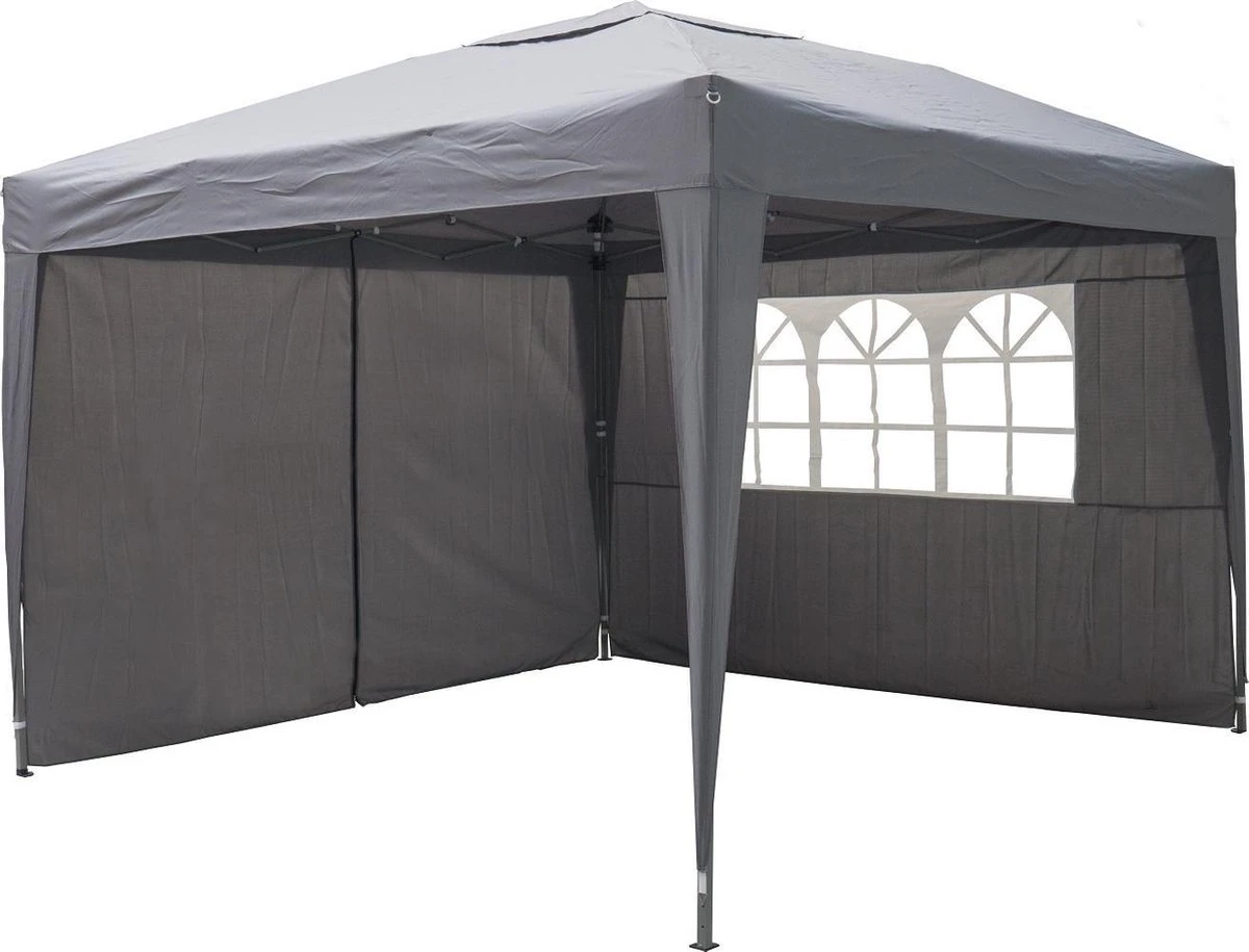 Garden Royal Partytent 3x3m Easy Up Grijs Met 2 Zijwanden 3 Garden Royal Partytent 3x3m Easy Up Grijs Met 2 Zijwanden
