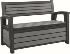 Keter - Hudson Bench Box - 2-zits Bank - Opbergbox - Hout Look & Feel - 227L - 138x63x89cm - Antraciet -Tuin Verkoop 1200x922 5