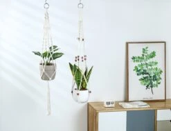 4 Stuks Luxe Macrame Plantenhangers - Boho Handgeweven Katoen Hangpot Voor Binnen/Buiten - Hangende Bloempot Met Kralen - Macramé Touw/Koord Hangplant Houder - Bohemian Wandhanger Decoratie - Plant Hanger - Verticale Tuin Bloempothouder Planthanger -Tuin Verkoop 1200x922 9