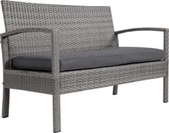Casaria Polyrattan Loungeset – 2 Stoelen 1 Bank 1 Tafel - Antraciet -Tuin Verkoop 1200x945 1