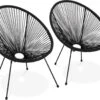 Set Van 2 Design Stoelen Ei-vormig - Acapulco Zwart - Stoelen 4 Poten Retro Design, Plastic Koorden, Binnen/buiten -Tuin Verkoop 1200x950 1