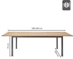 NATERIAL - Uitschuifbare Tuintafel ORIS - Uitschuifbare Tafel Voor 6 Tot 8 Personen - 180-240x100 Cm - Aluminium - Hout Eucalyptus -Tuin Verkoop 1200x958
