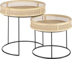 Mica Decorations Leandro Bijzettafel - Set Van 2 - H45 X Ø45 Cm - Zwart -Tuin Verkoop 1200x983 3