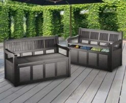 Merkloos Opbergbank Van Kunststof | 130 X 60 Cm | Antraciet -Tuin Verkoop 1200x988 1