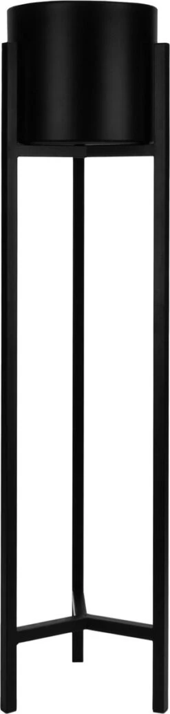 QUVIO Plantenstandaard Inclusief Pot - Staande Plantenbak - Metaal - Plantenbak - Plantenhouders - Planten Zuilen - Voor Buiten - Bloempot - 22 X 22 X 90 Cm - Zwart -Tuin Verkoop 287x1200