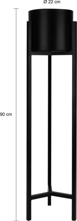 QUVIO Plantenstandaard Inclusief Pot - Staande Plantenbak - Metaal - Plantenbak - Plantenhouders - Planten Zuilen - Voor Buiten - Bloempot - 22 X 22 X 90 Cm - Zwart -Tuin Verkoop 420x1200