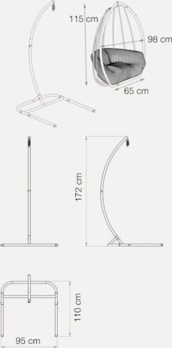 Pochon Home - Egg Hangstoel Met Standaard - Ergonomisch - Capuccino - Incl. Kussen - Egg Chair Binnen En Buiten -Tuin Verkoop 592x1200